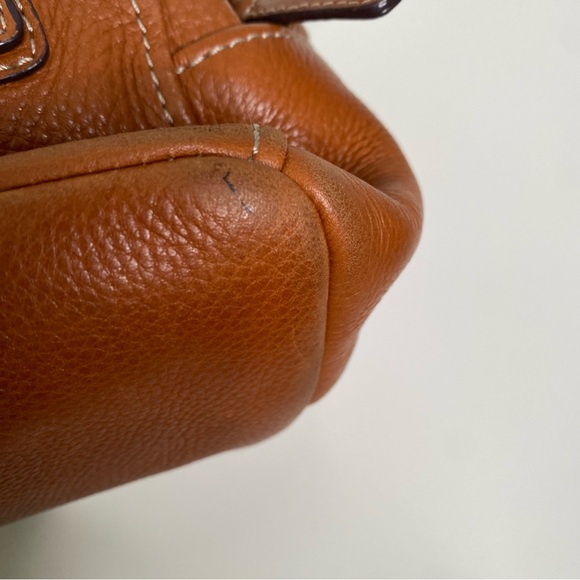 Y2K Vintage Fossil Cognac Genuine Pebbled Leather Shoulder Bag Purse - Picture 8 of 16